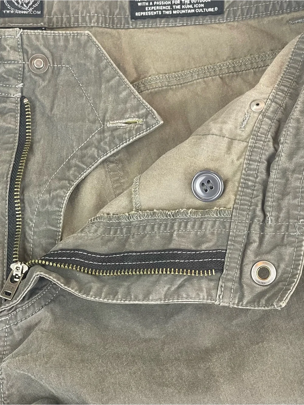 KUHL Revolvr Pants Mens 38x34 Gray Patina Canvas Cargo Hiking Outdoor Workwear